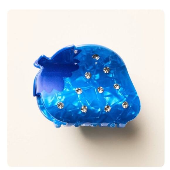 Kate Spade Blue Strawberry-Shaped Hair Clip with Rhinestones NWT - Picture 1 of 3